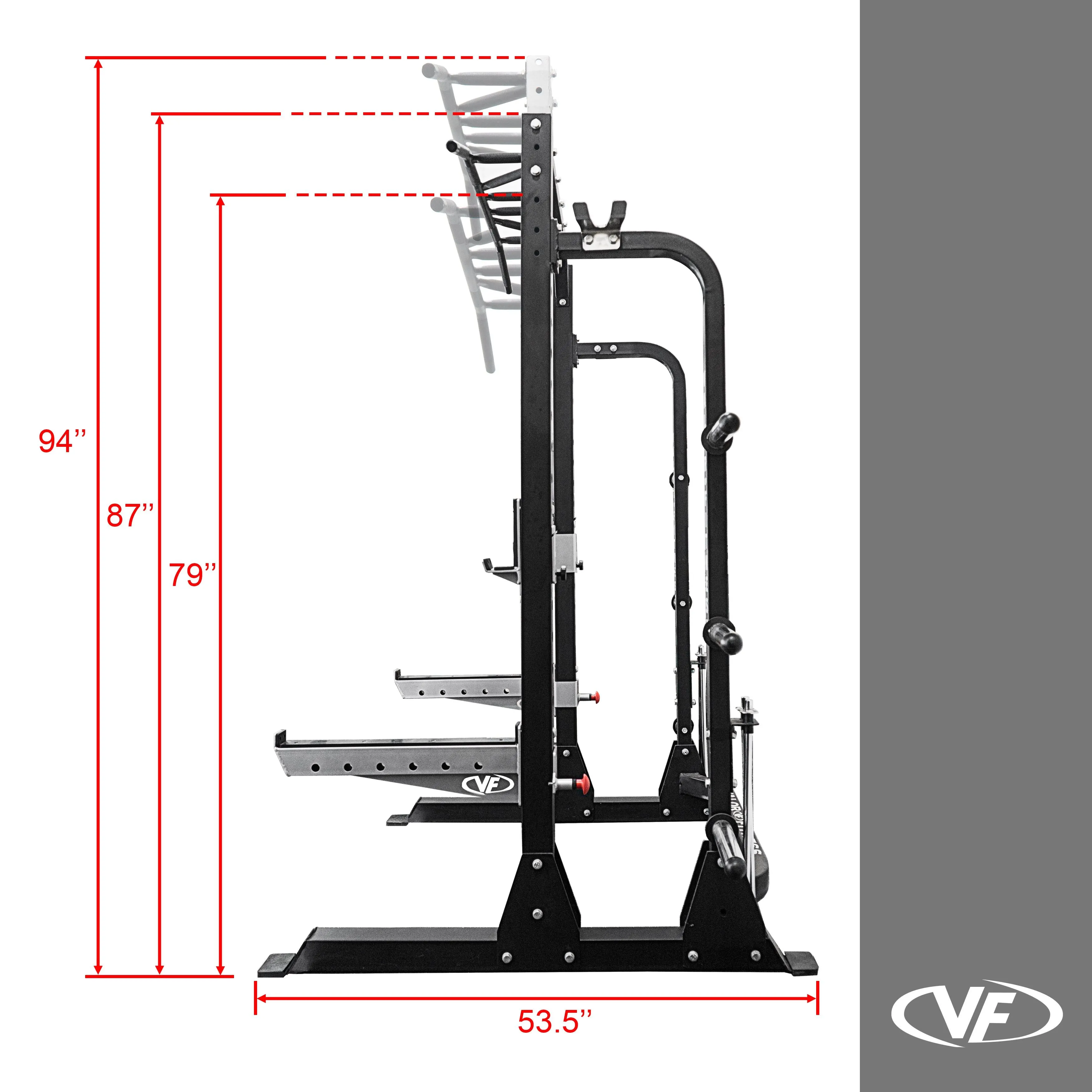 3x3 Half Rack w/ Multi Grip Pullup Bar and Plate Storage