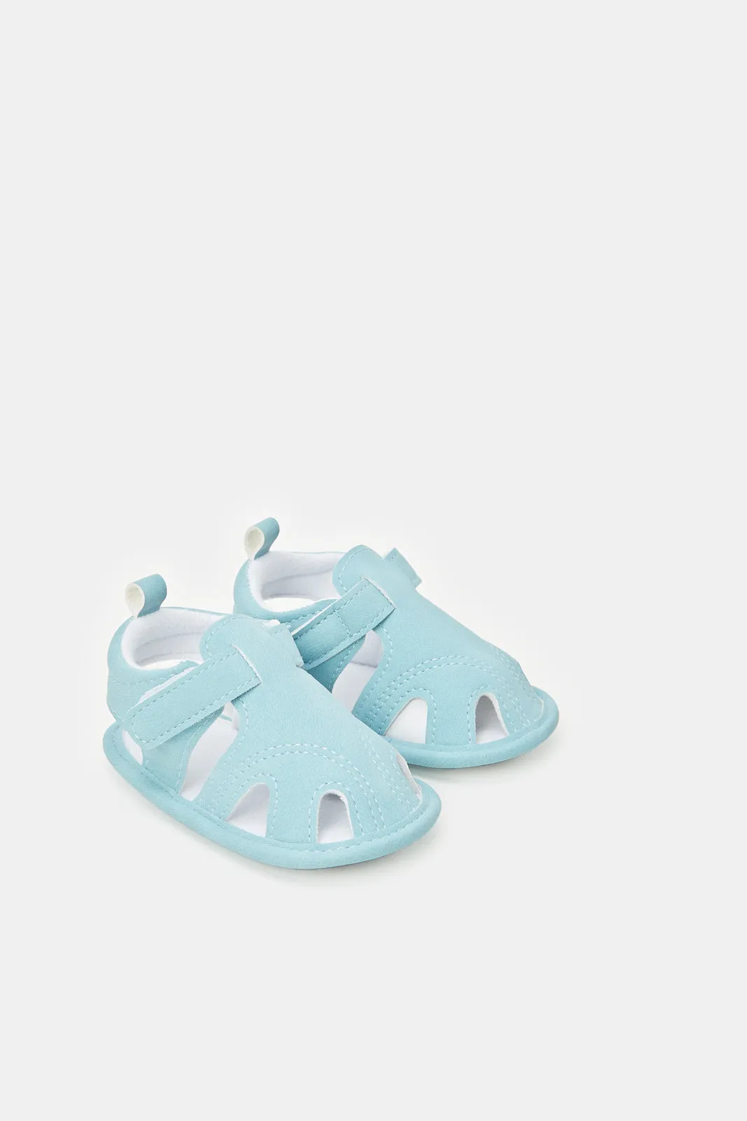 Babies Blue Pram Shoe With Bow Tie Set (2 Piece)