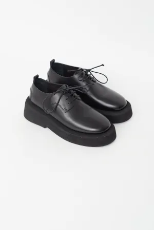 Black Leather Platform Oxford