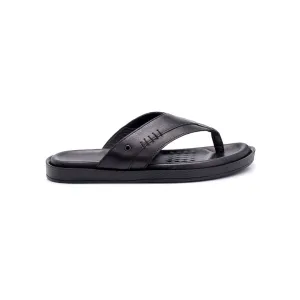 Black Men Leather Flip-Flop