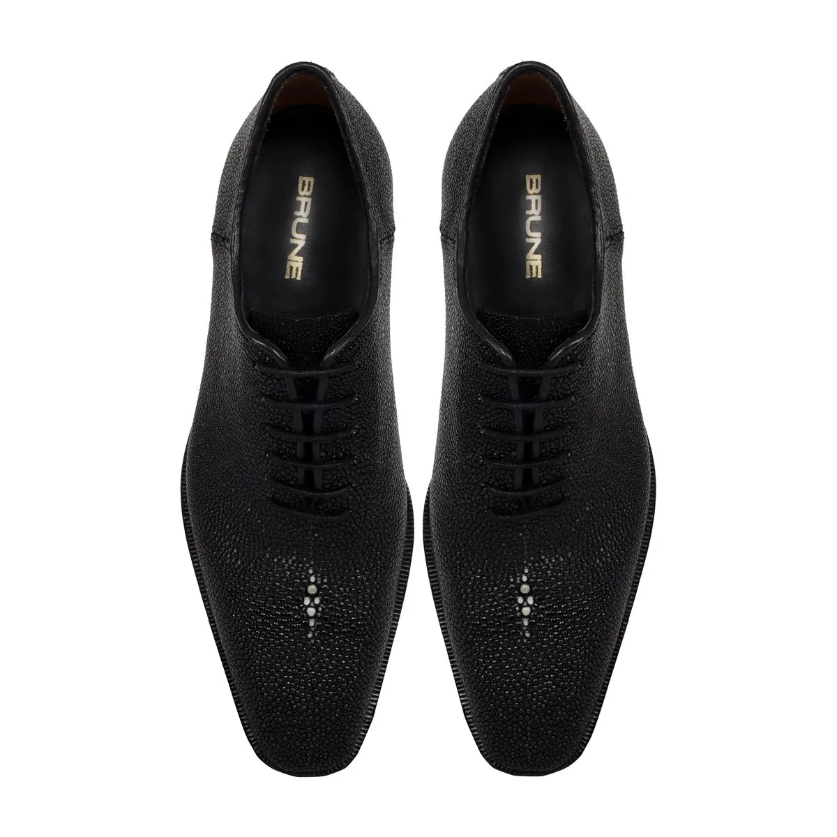 Black Oxfords Lace-Up Formal Shoes in Exotic Stingray Fish Leather