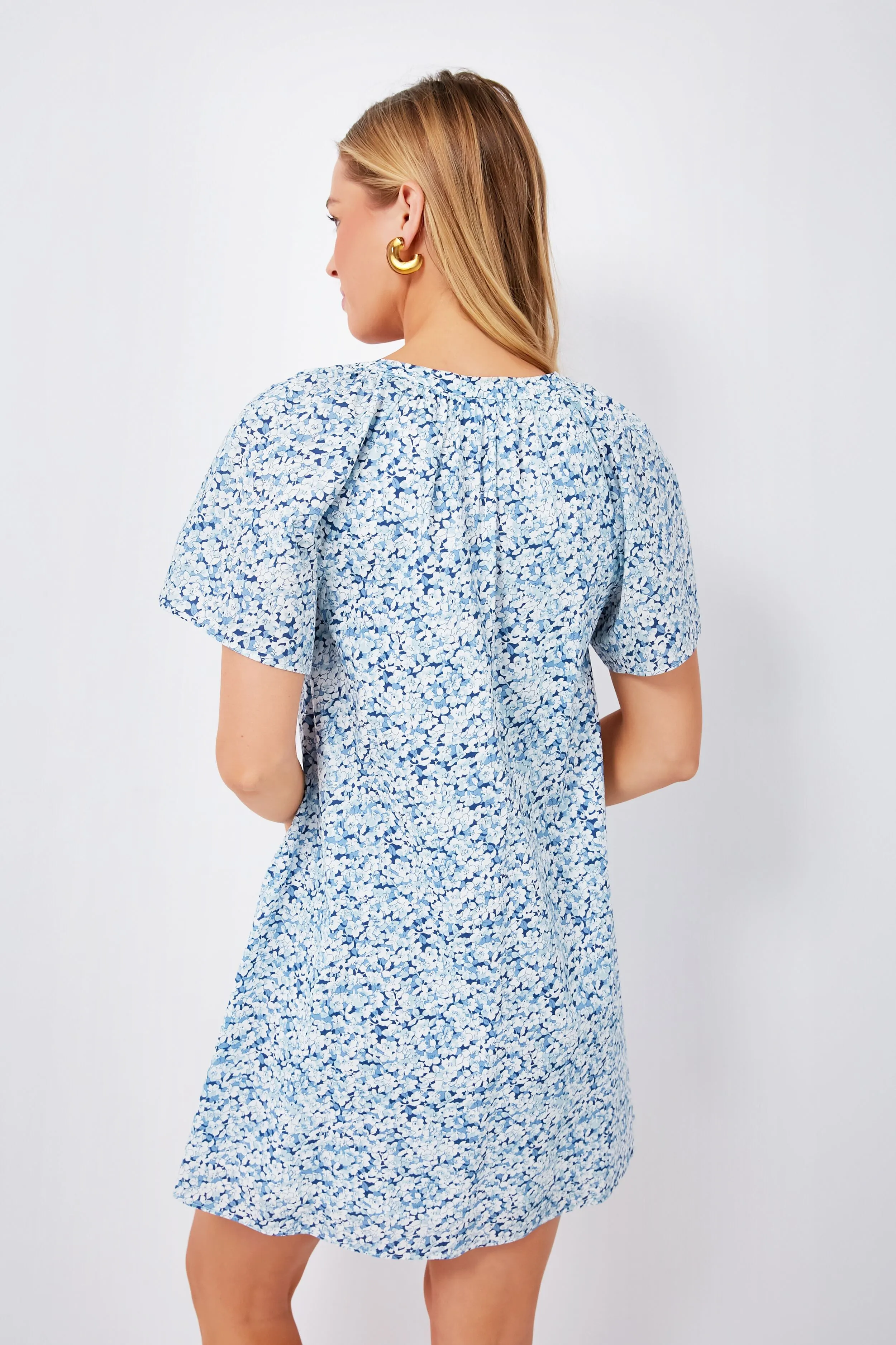 Blue Botanical V-Neck Davis Mini Dress