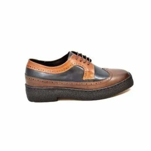 British Walkers Wingtip Men's 3 Tone Navy, Brown and Tan Leather Oxfords