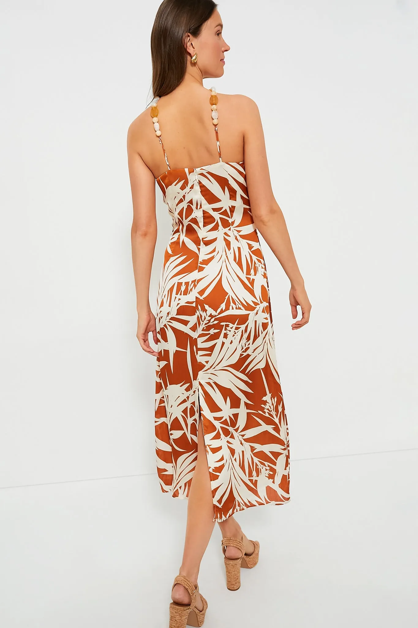 Bronze Leafy Floral Mallorca Maxi Dress