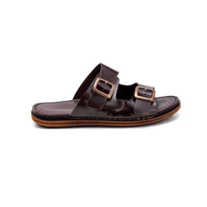 Brown Men Leather Slipper