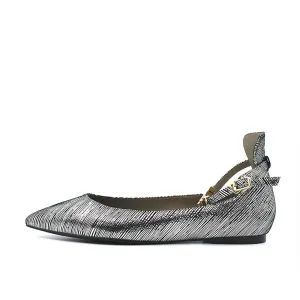 Chelsea Ballet Flat with Ankle Strap - Silver