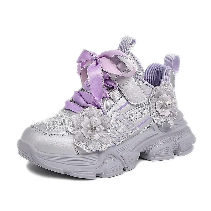 Children's Casual Shoes - Girls' Mesh Flowers Sneakers - TSS244