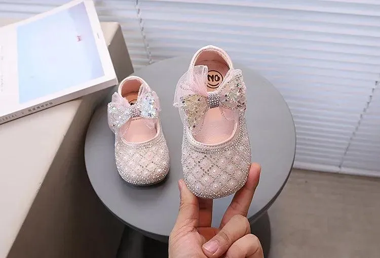 Children's Casual Shoes with Rhinestone Mesh Bow - TSS268