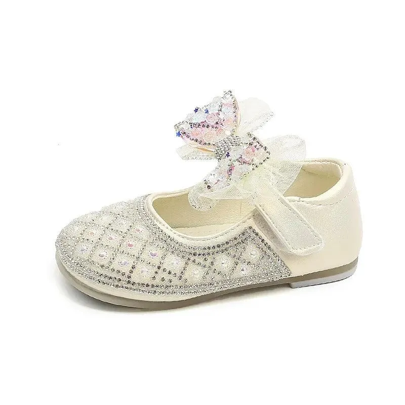 Children's Casual Shoes with Rhinestone Mesh Bow - TSS268