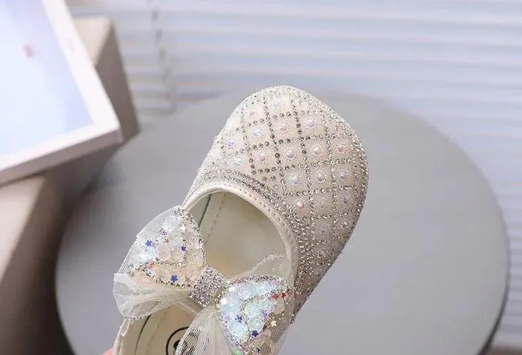 Children's Casual Shoes with Rhinestone Mesh Bow - TSS268