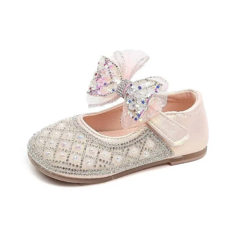 Children's Casual Shoes with Rhinestone Mesh Bow - TSS268