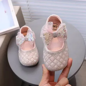 Children's Casual Shoes with Rhinestone Mesh Bow - TSS268