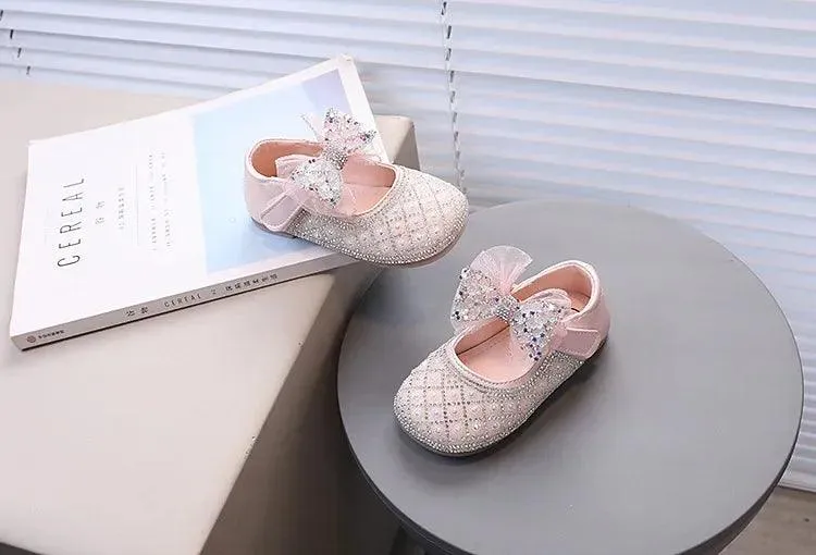 Children's Casual Shoes with Rhinestone Mesh Bow - TSS268