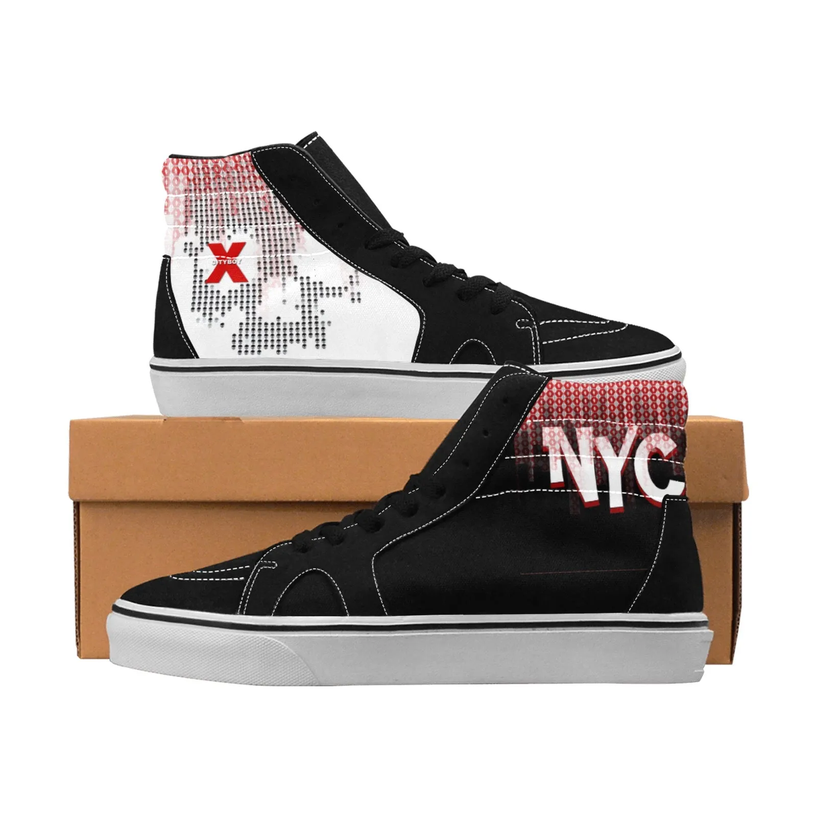 CITYBOY NYC Print Men's High Top Skateboarding Shoes (Model E001-1)