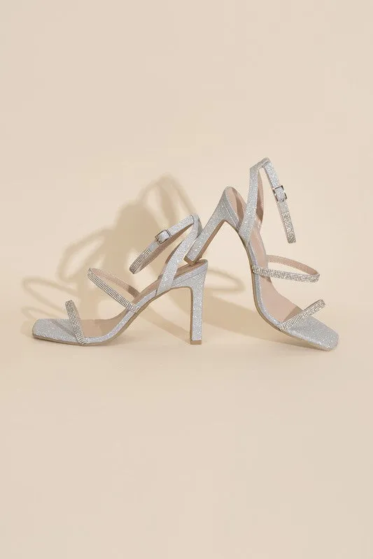 DEVIN-1 Silver Rhinestone Heels