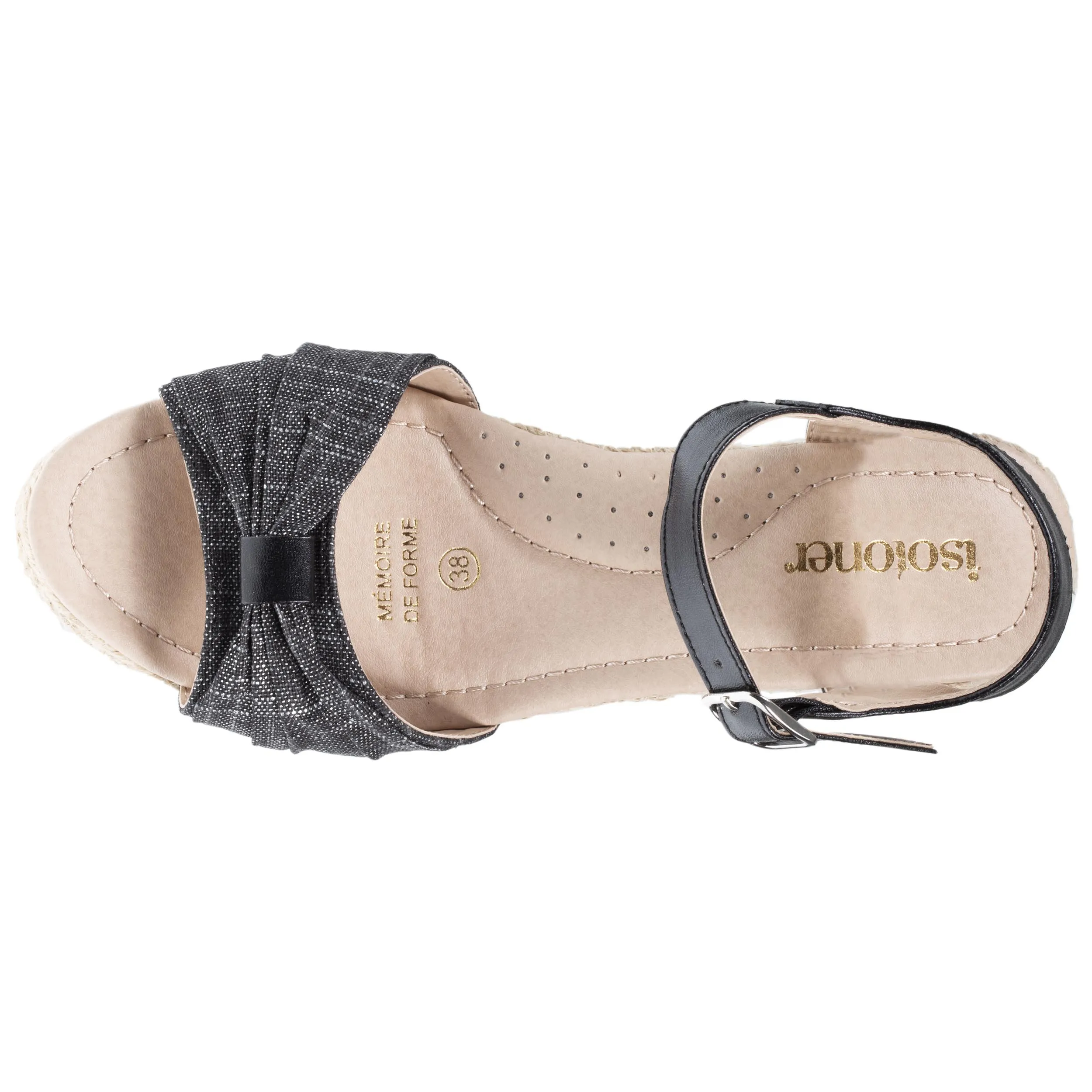 Espadrilles Femme ouverte à talon corde Noir