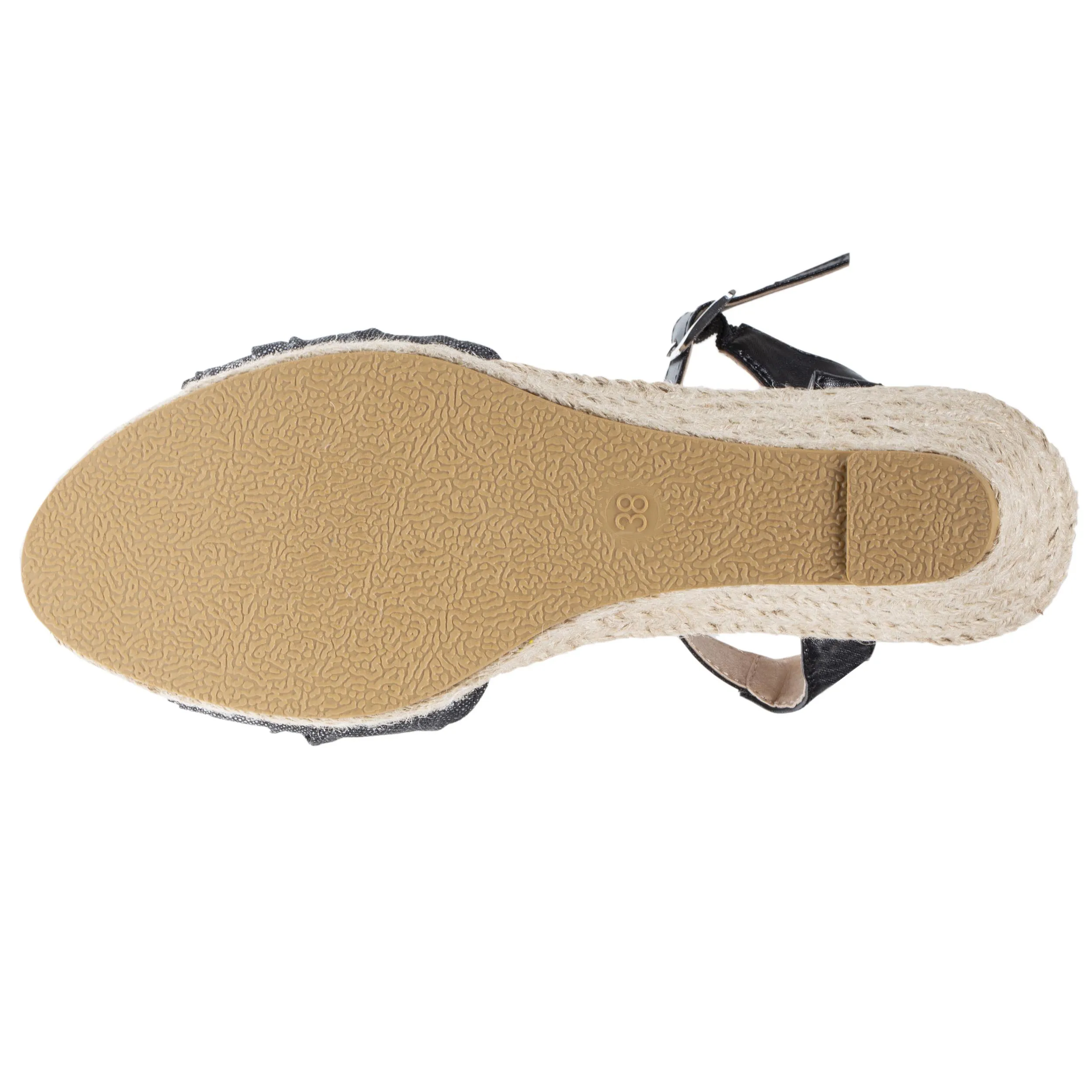 Espadrilles Femme ouverte à talon corde Noir