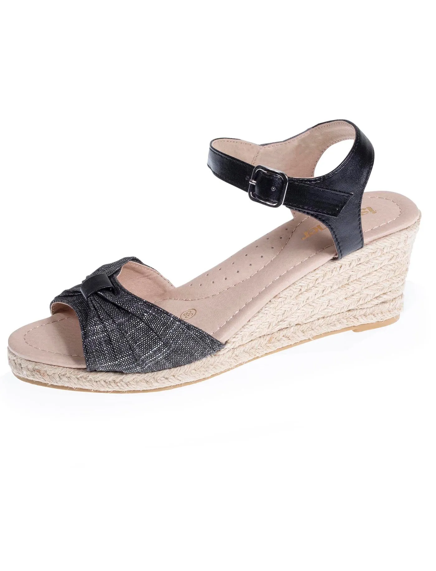 Espadrilles Femme ouverte à talon corde Noir