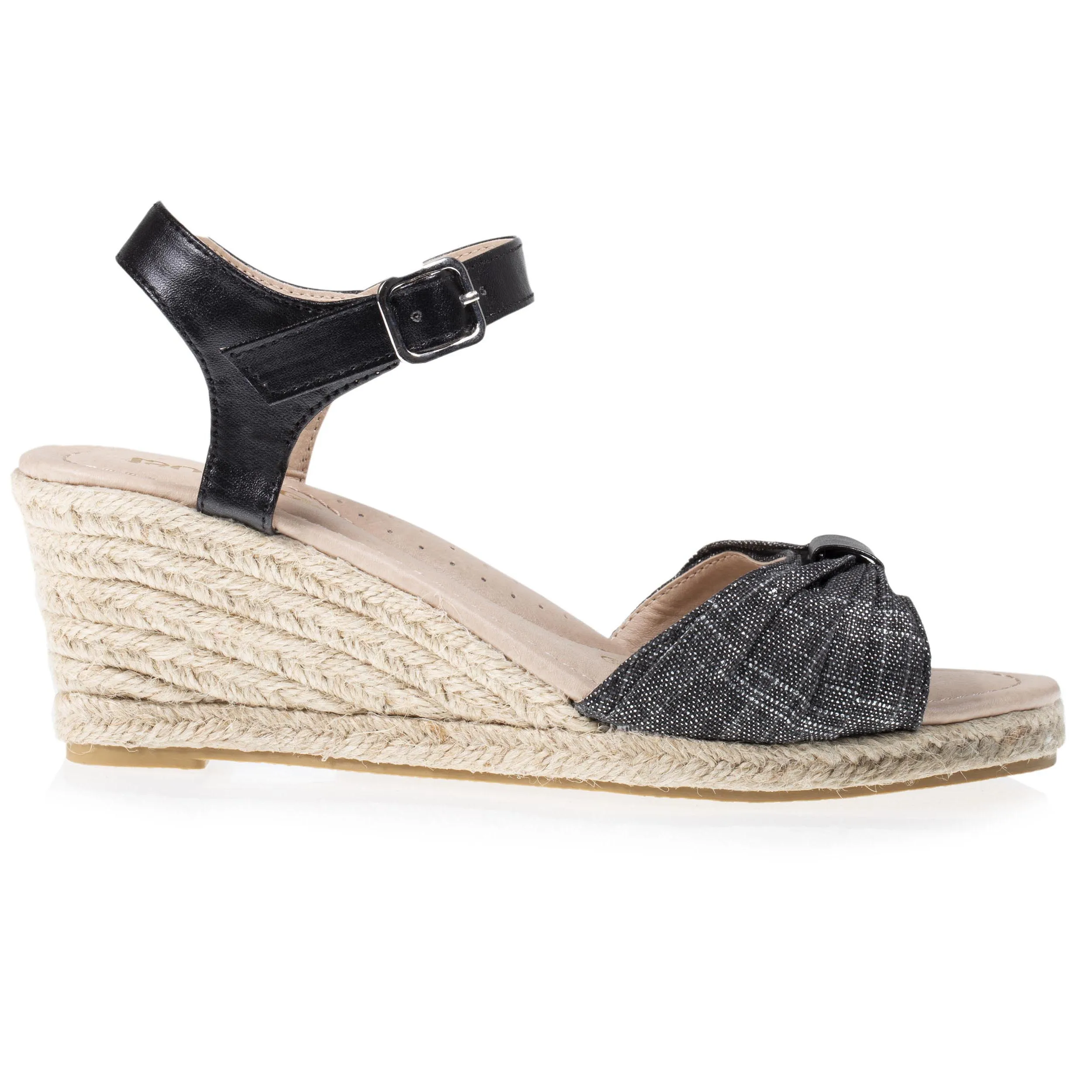 Espadrilles Femme ouverte à talon corde Noir