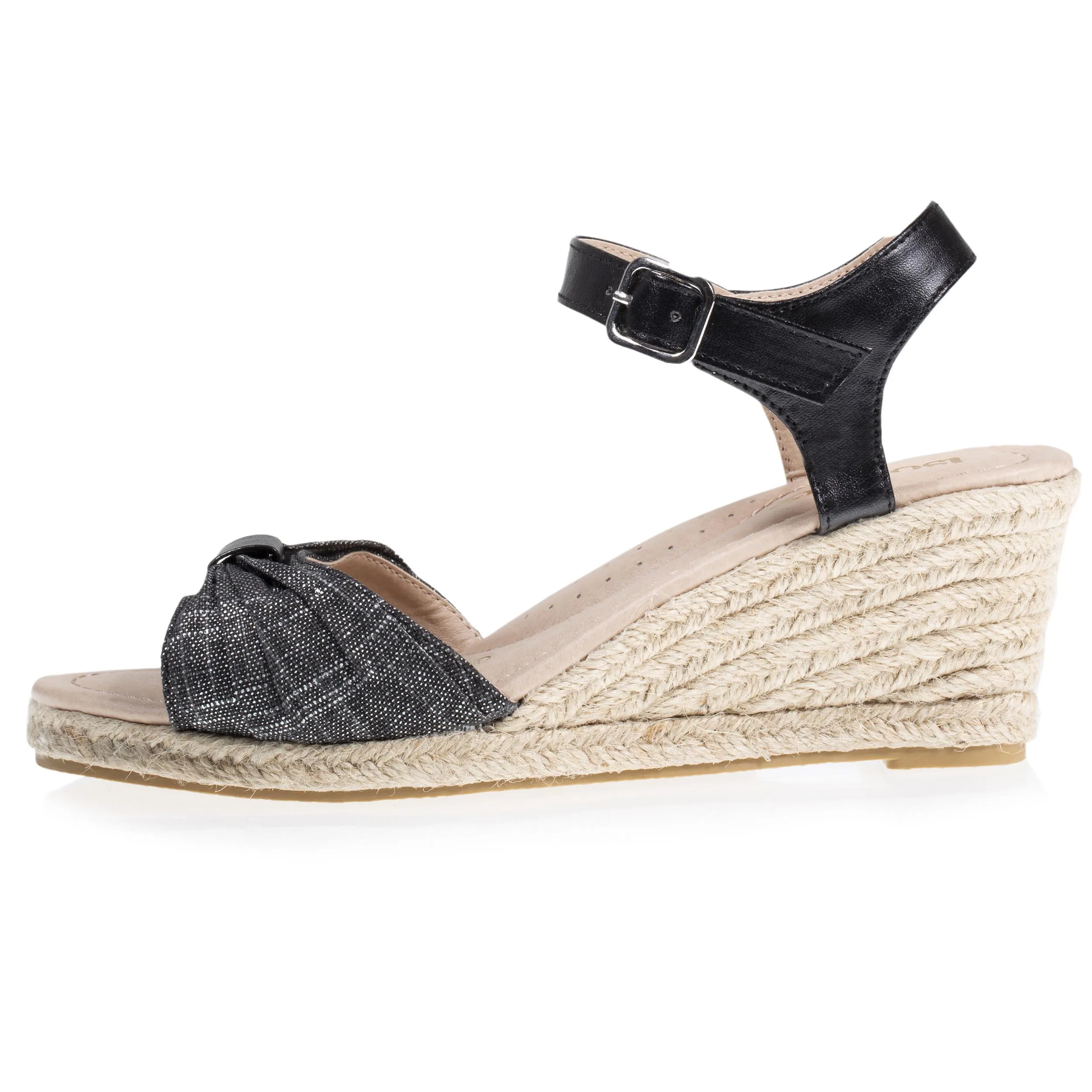 Espadrilles Femme ouverte à talon corde Noir