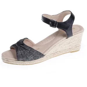 Espadrilles Femme ouverte à talon corde Noir