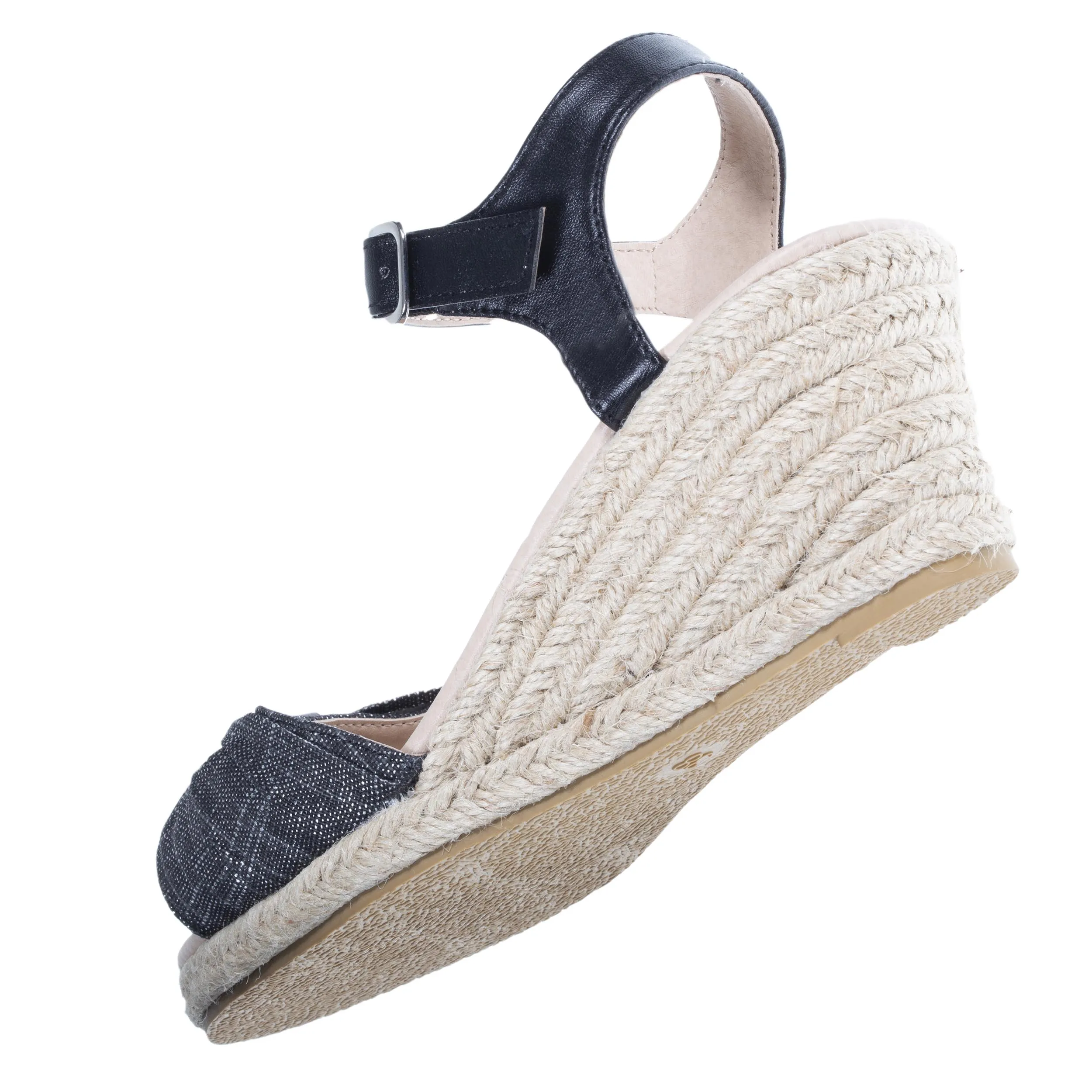 Espadrilles Femme ouverte à talon corde Noir