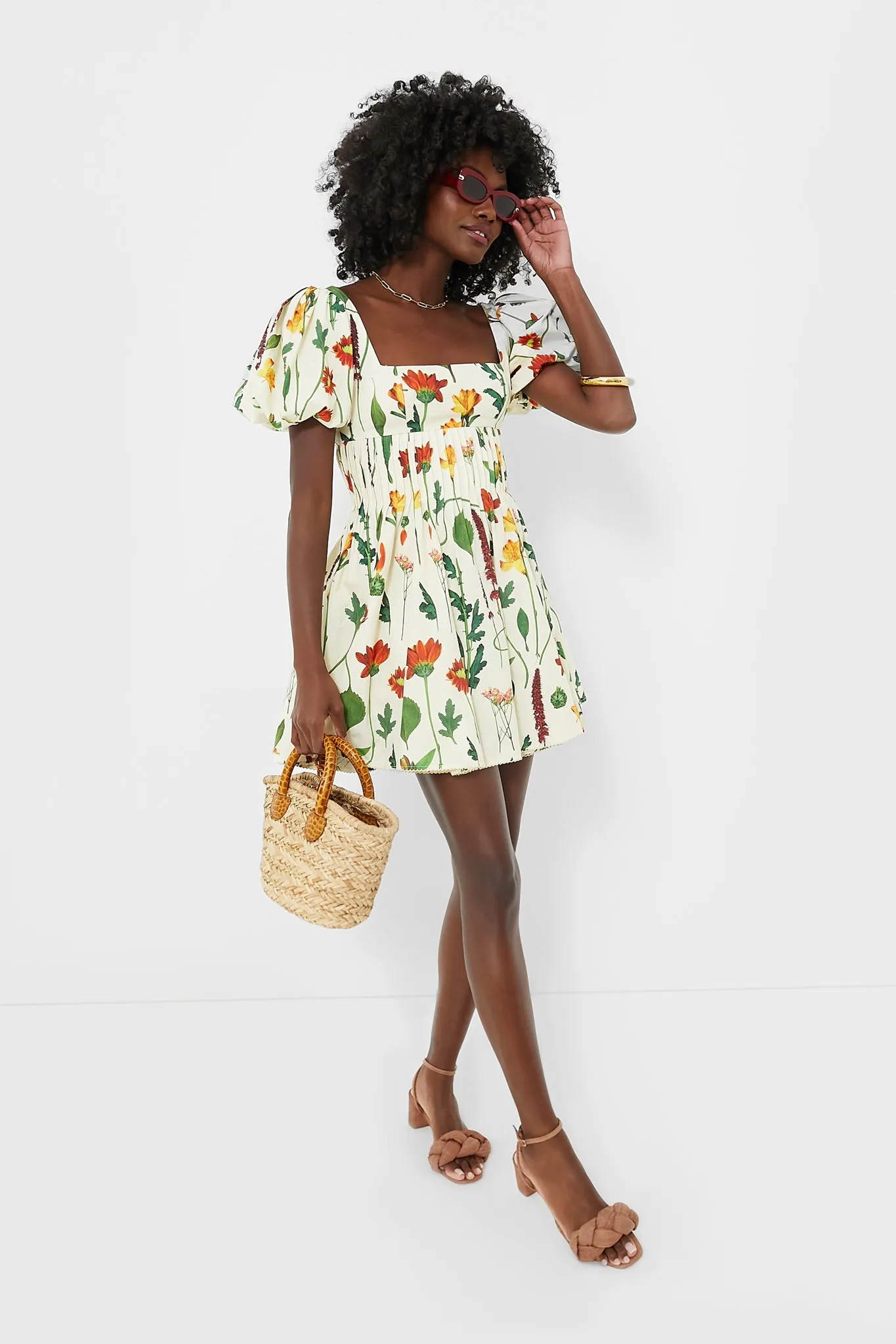 Exclusive Ivory Floral Caramelo Mini Dress