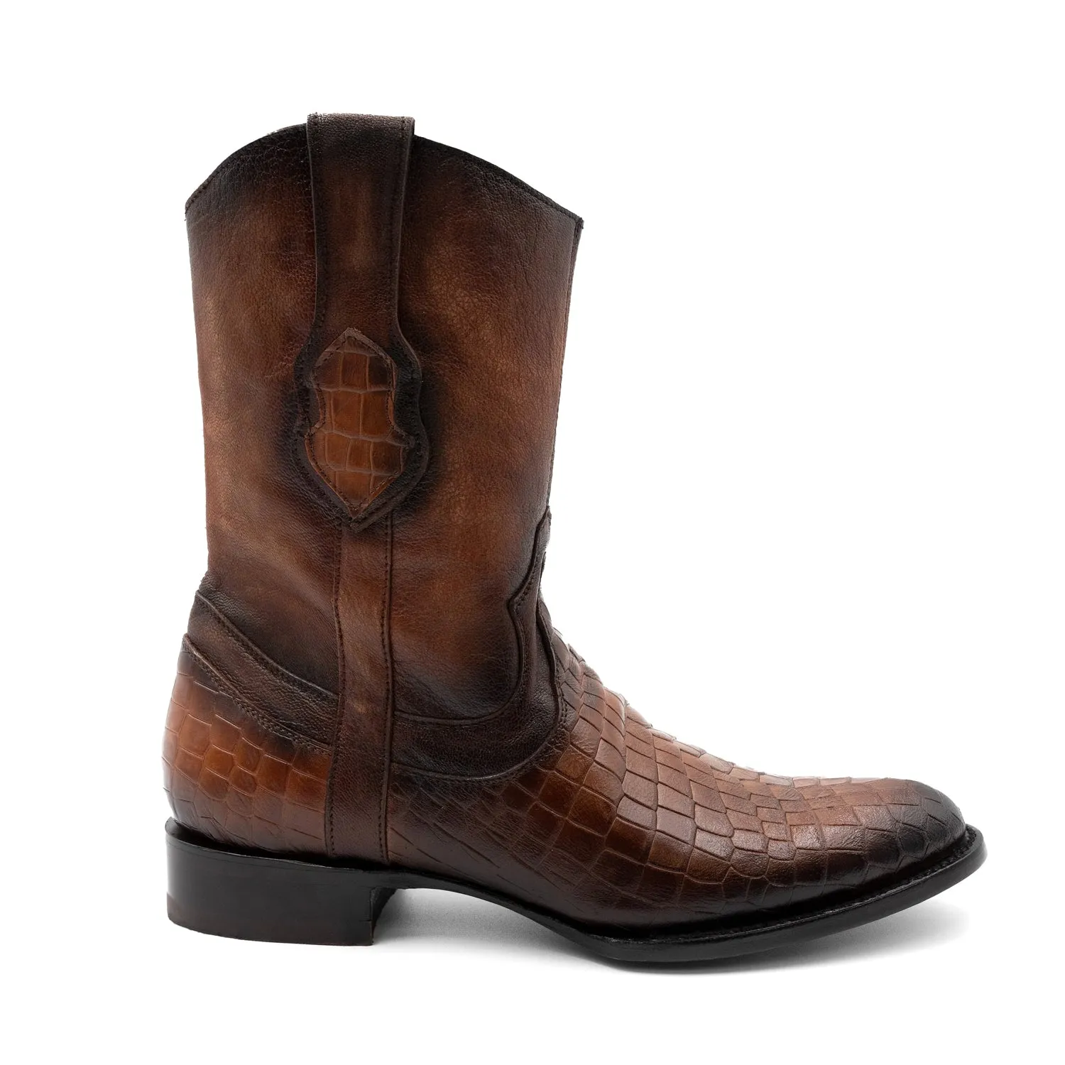 Ferrini Mens Winston R-Toe Vintage Leather Alligator Cowboy Boots