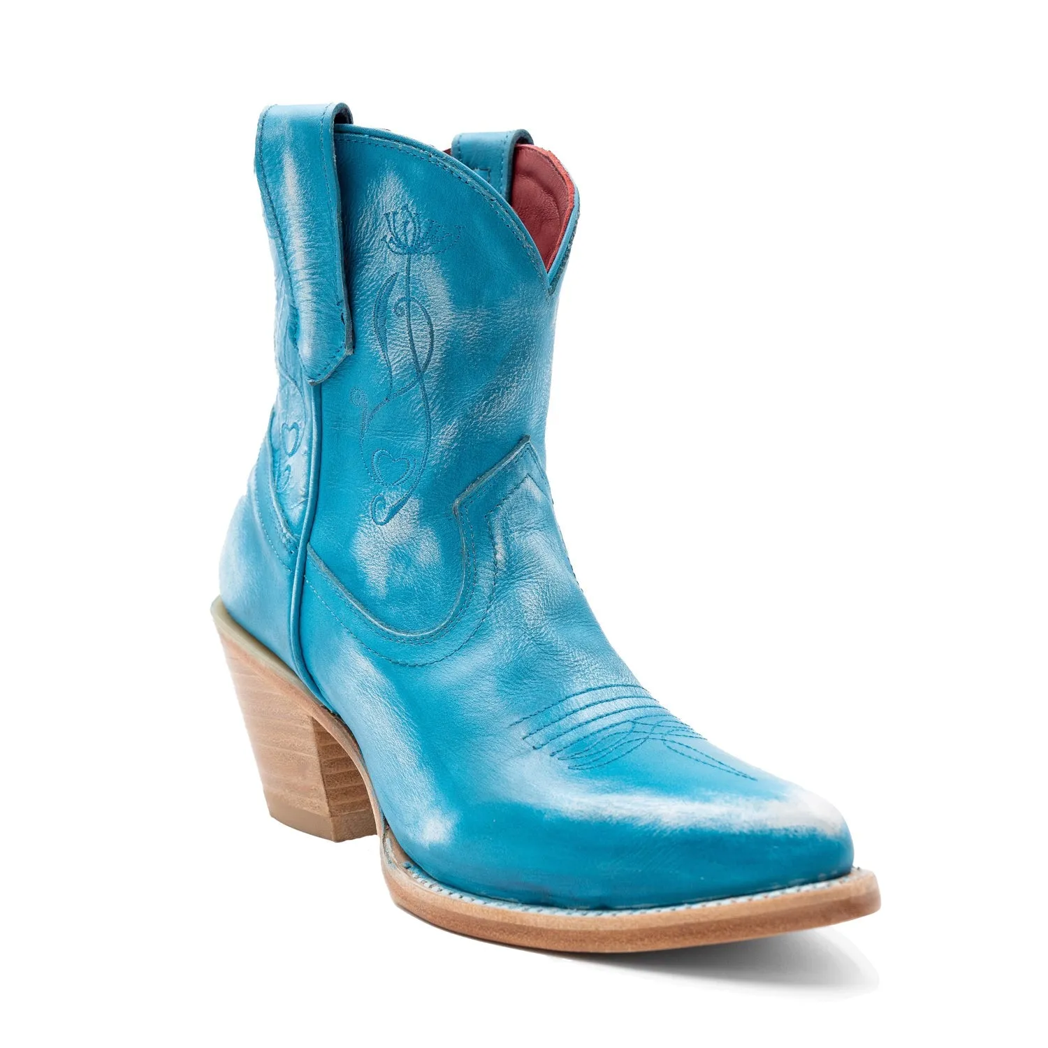 Ferrini Womens Pixie J-Toe Turquoise Leather Cowboy Boots