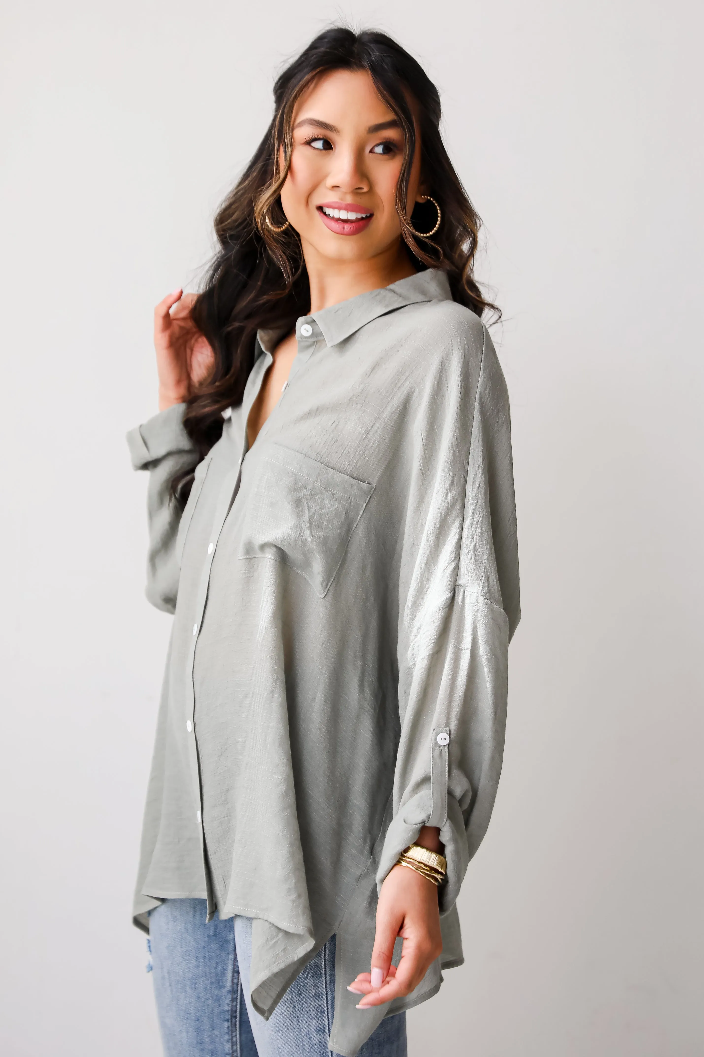 FINAL SALE - Kelsey Oversized Button-Up Blouse - DU DEAL