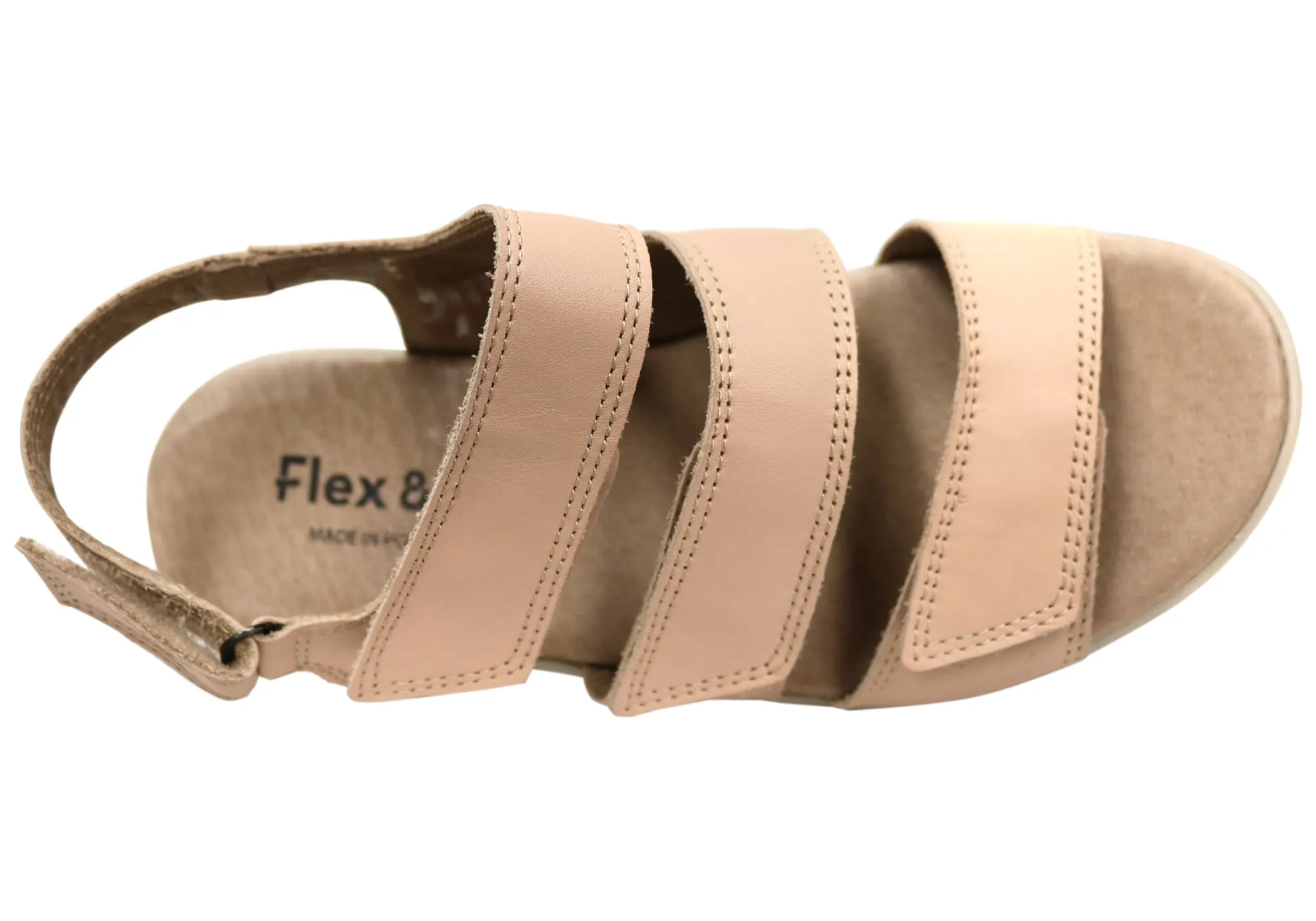 Flex & Go Renay Womens Comfortable Leather Sandals Made In Portugal