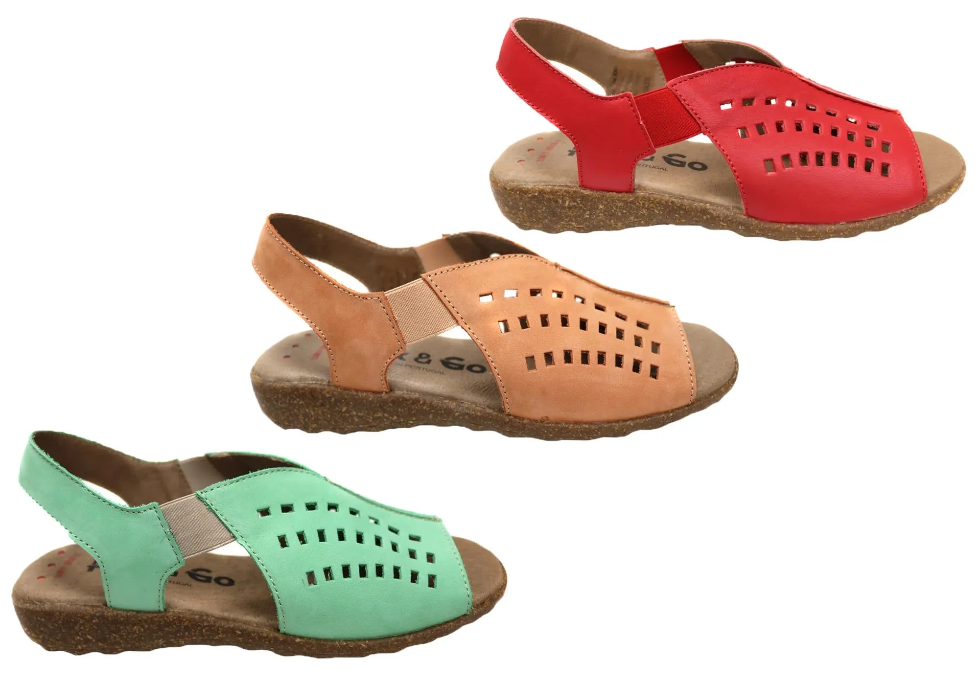 Flex & Go Rochela Womens Comfortable Leather Sandals Made In Portugal