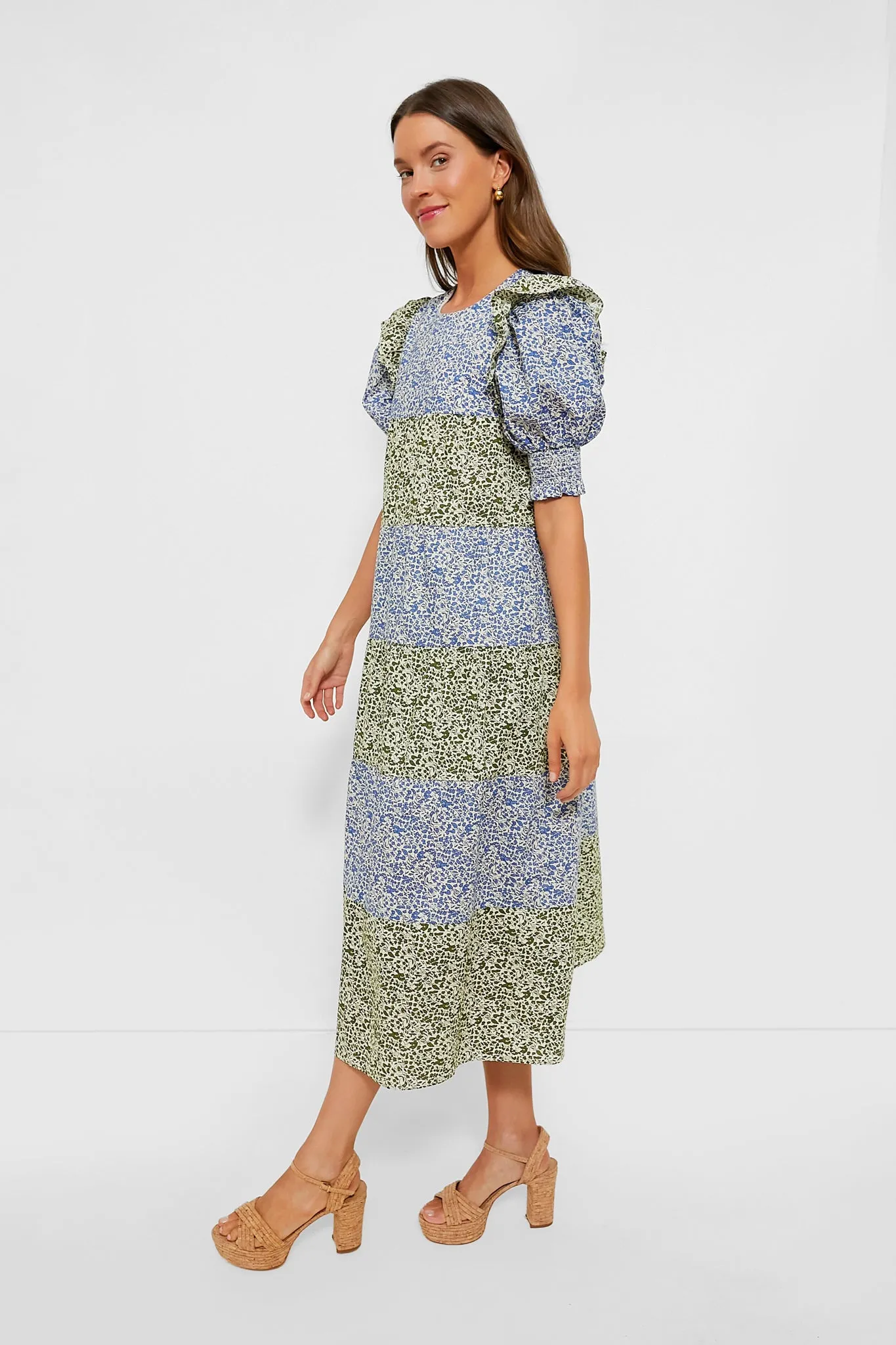 Green & Blue Floral Barton Midi Dress