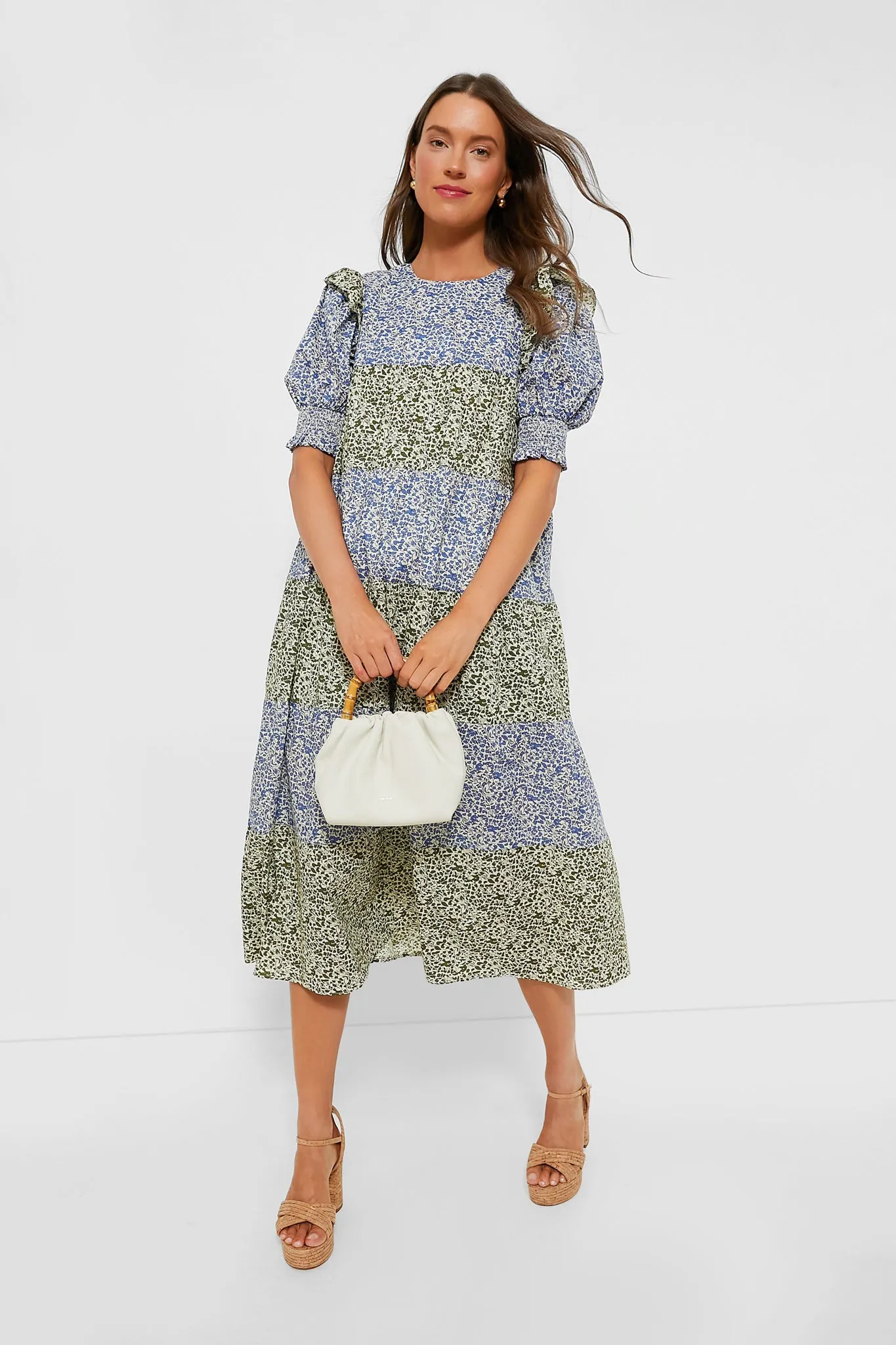 Green & Blue Floral Barton Midi Dress