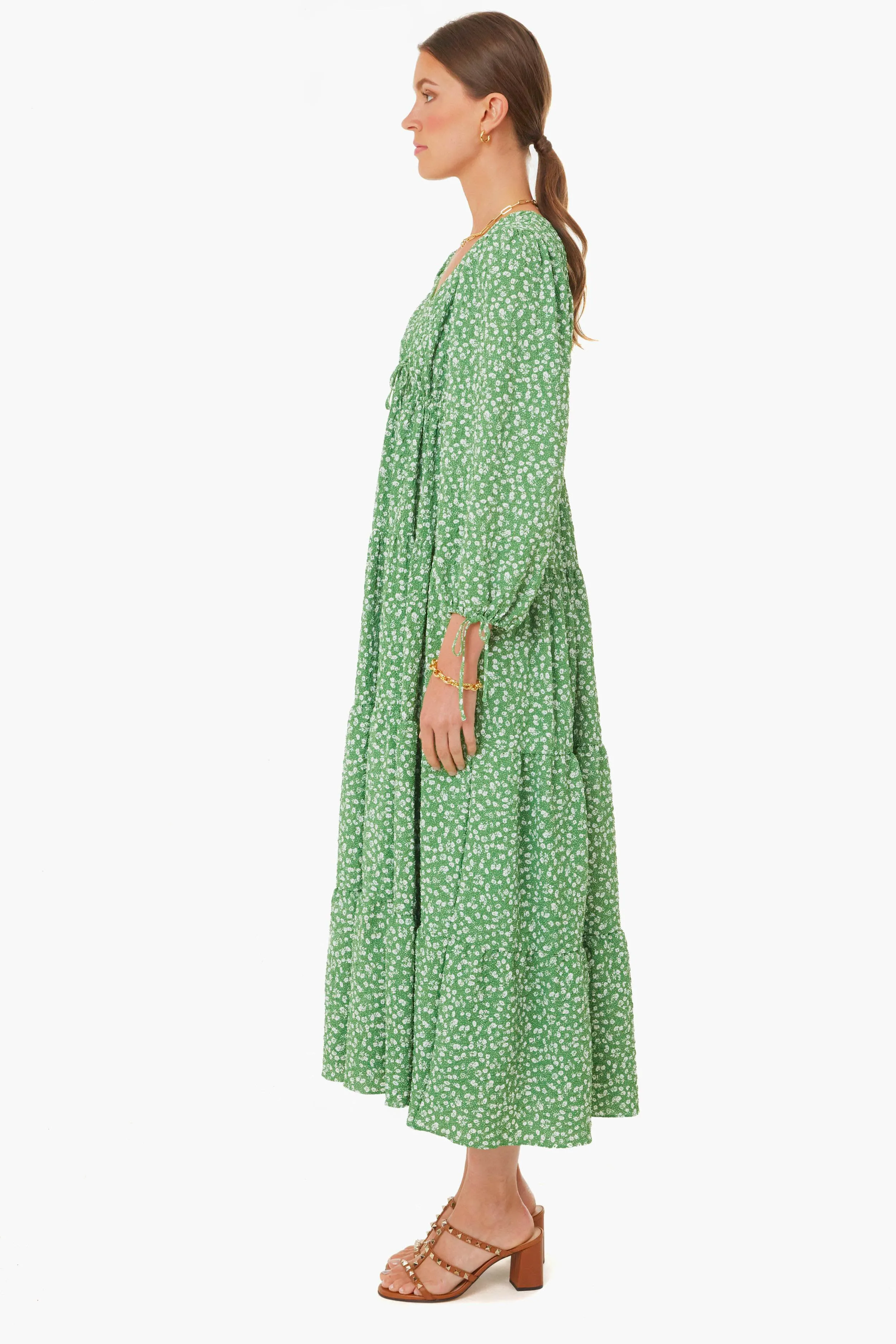 Green Ditsy Floral Mila Midi Dress