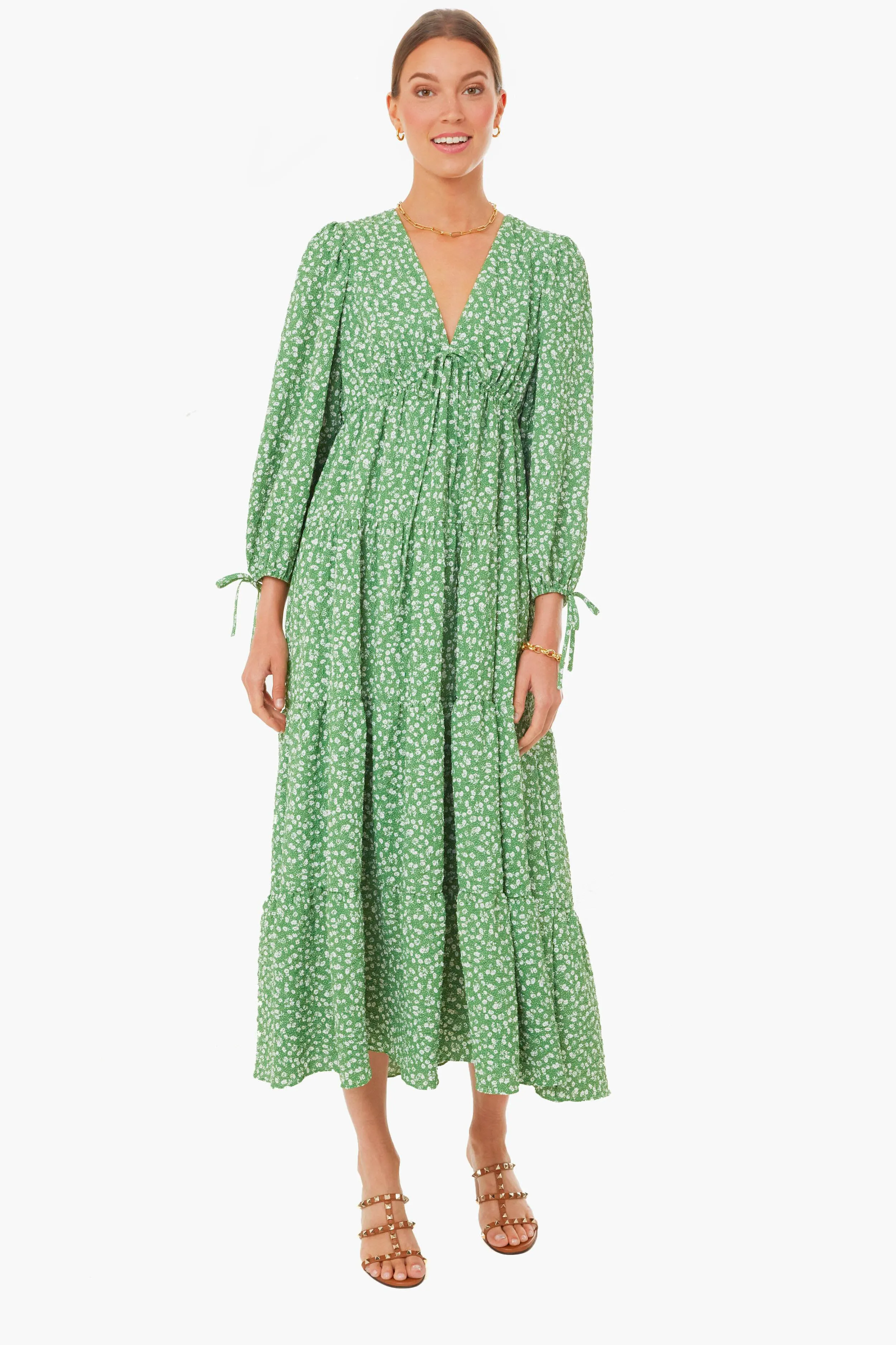 Green Ditsy Floral Mila Midi Dress