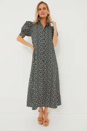 Green Floral Ruffle Collar Louisa Maxi Dress