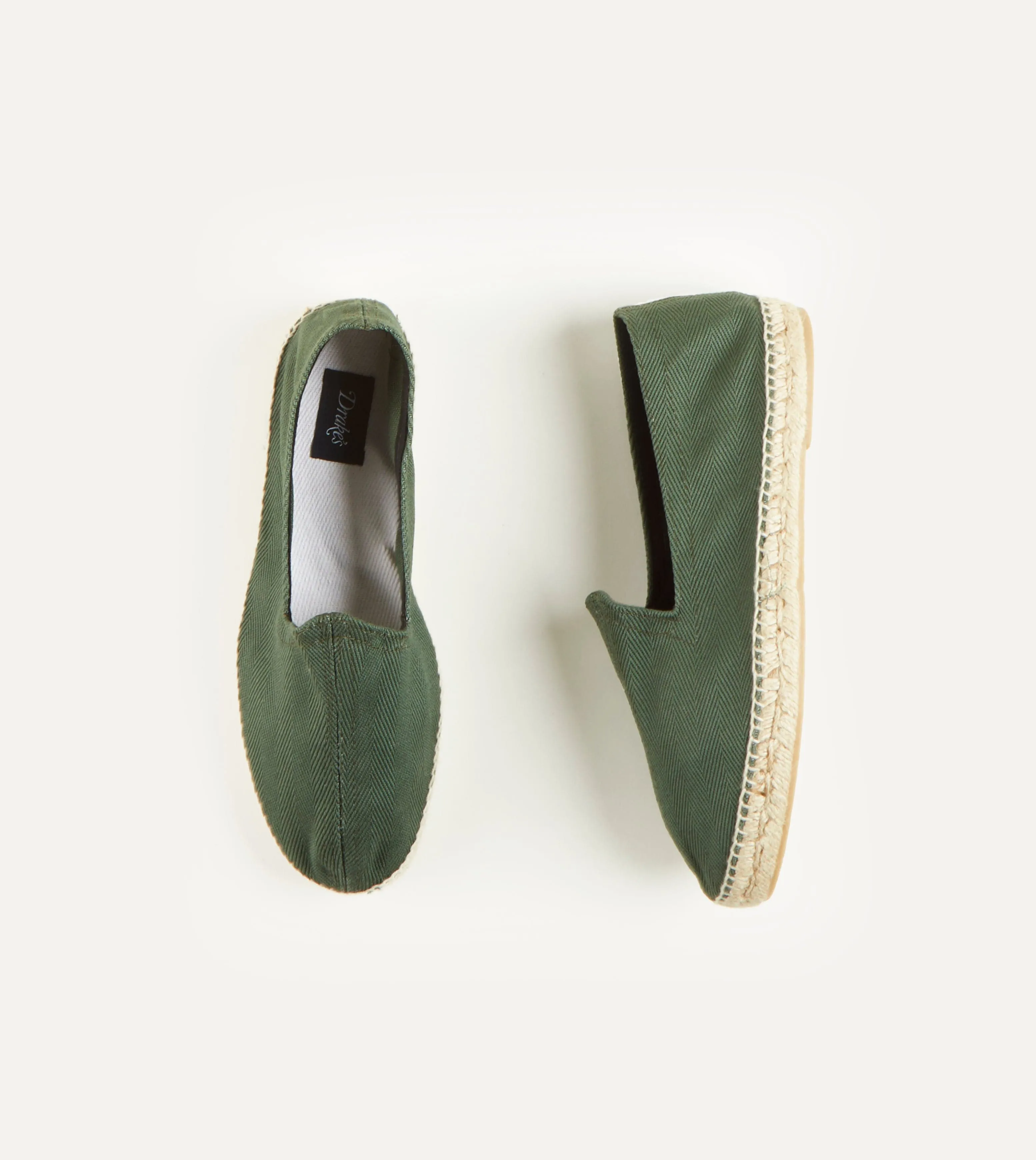 Green Herringbone Cotton Espadrilles