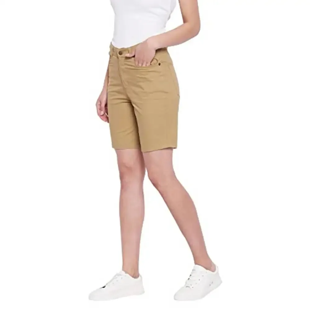 HYPERNATION Women's Khaki Cotton Lycra Shorts