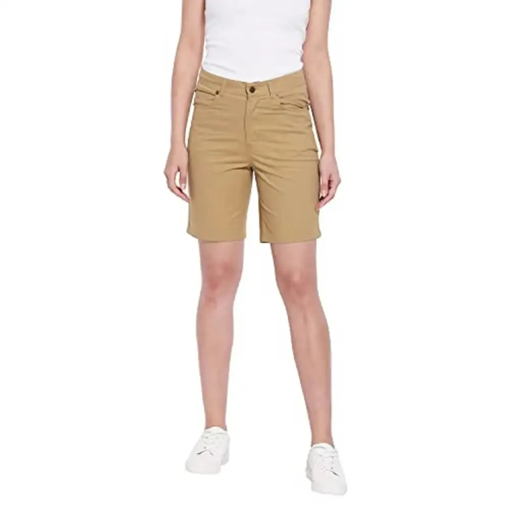 HYPERNATION Women's Khaki Cotton Lycra Shorts