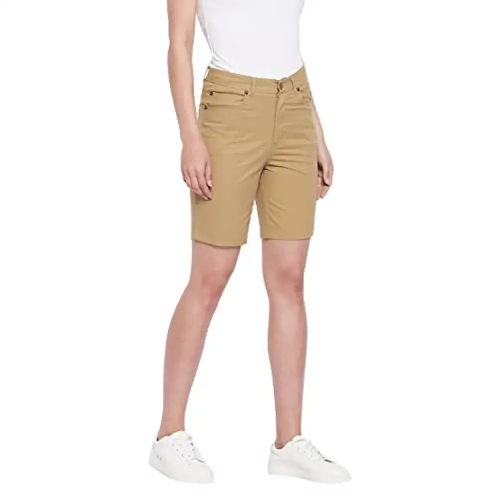 HYPERNATION Women's Khaki Cotton Lycra Shorts