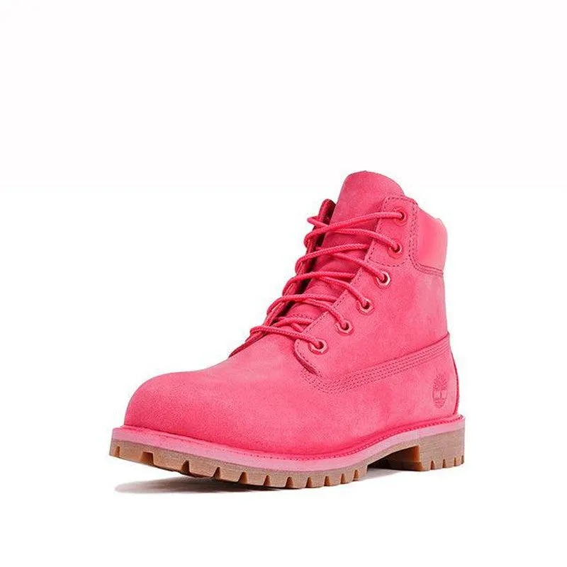 Juniors 6" Premium Nubuck Waterproof Boots, Bright Pink Nubuck