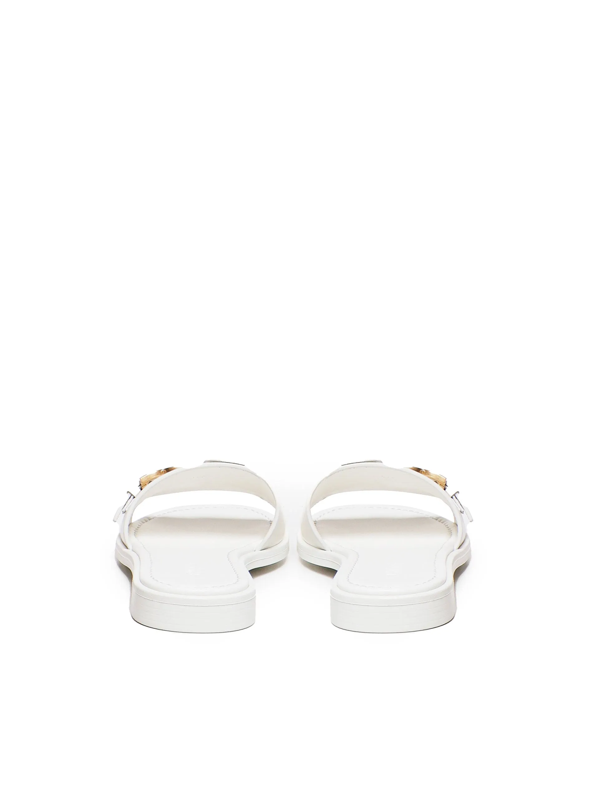 Leather White Sandals with Buckle