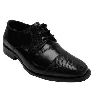 LIBERTYZENO Black Leather Oxford Style Dress Shoes For Kids