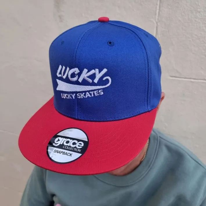 Lucky Skates Red Blue Snapback Cap