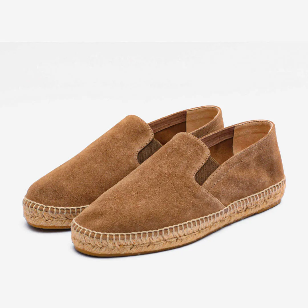 Luxury Men's Espadrilles Jonathan Genuine Suede Taupe Brown