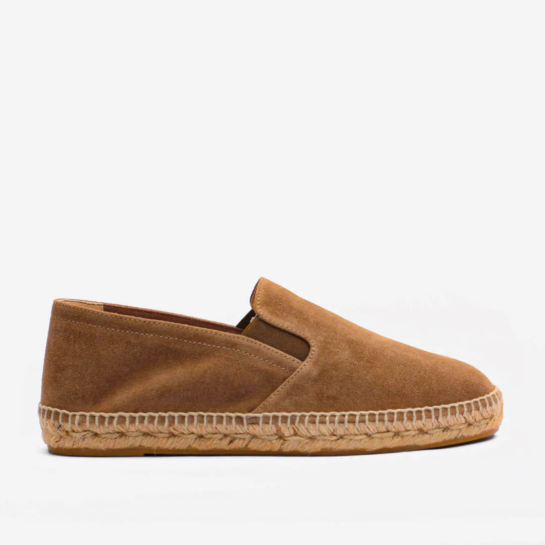 Luxury Men's Espadrilles Jonathan Genuine Suede Taupe Brown