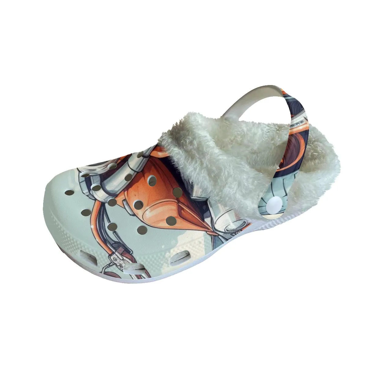 MC #4 Men's Classic Clogs with Fleece motorcycle print