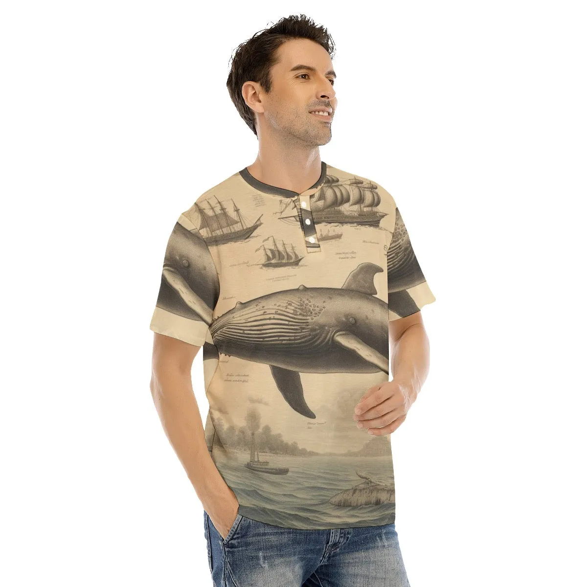 Men's Short Sleeve T-shirt With Button Closure #149