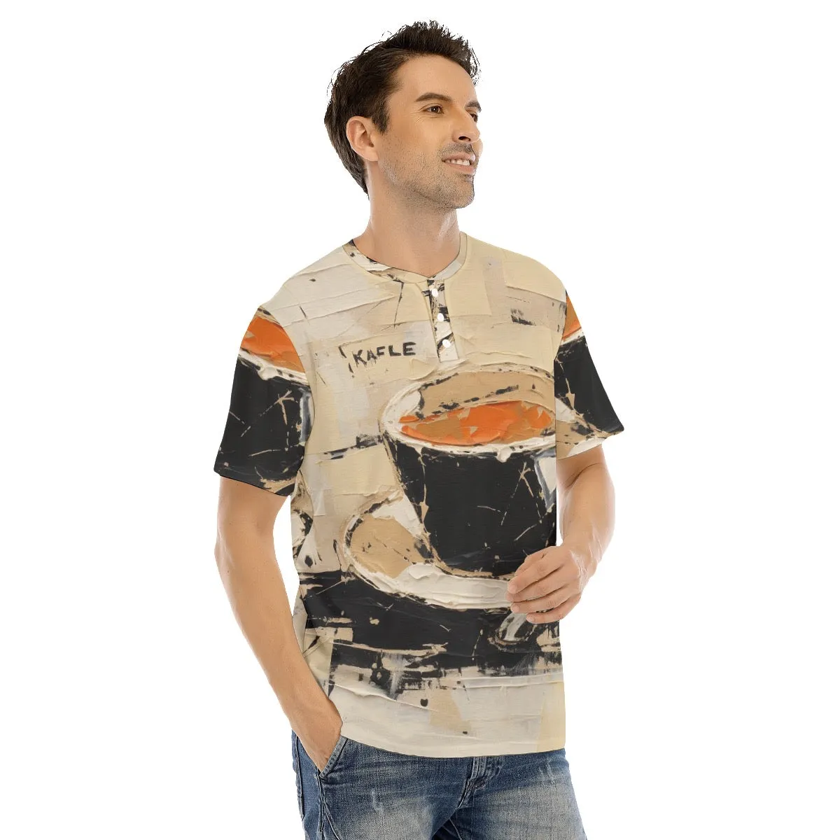 Men's Short Sleeve T-shirt With Button Closure #y211